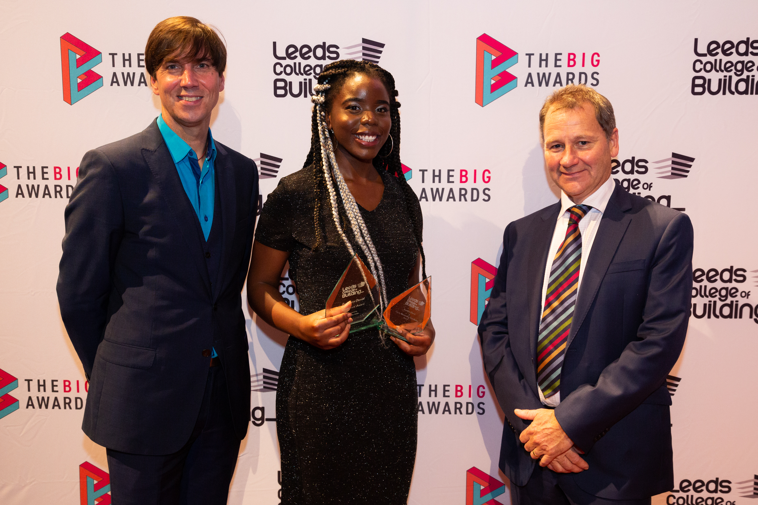 Lili with our Award Ceremony Host Steve Judge (L) and Principal & CEO Derek Whitehead (R)