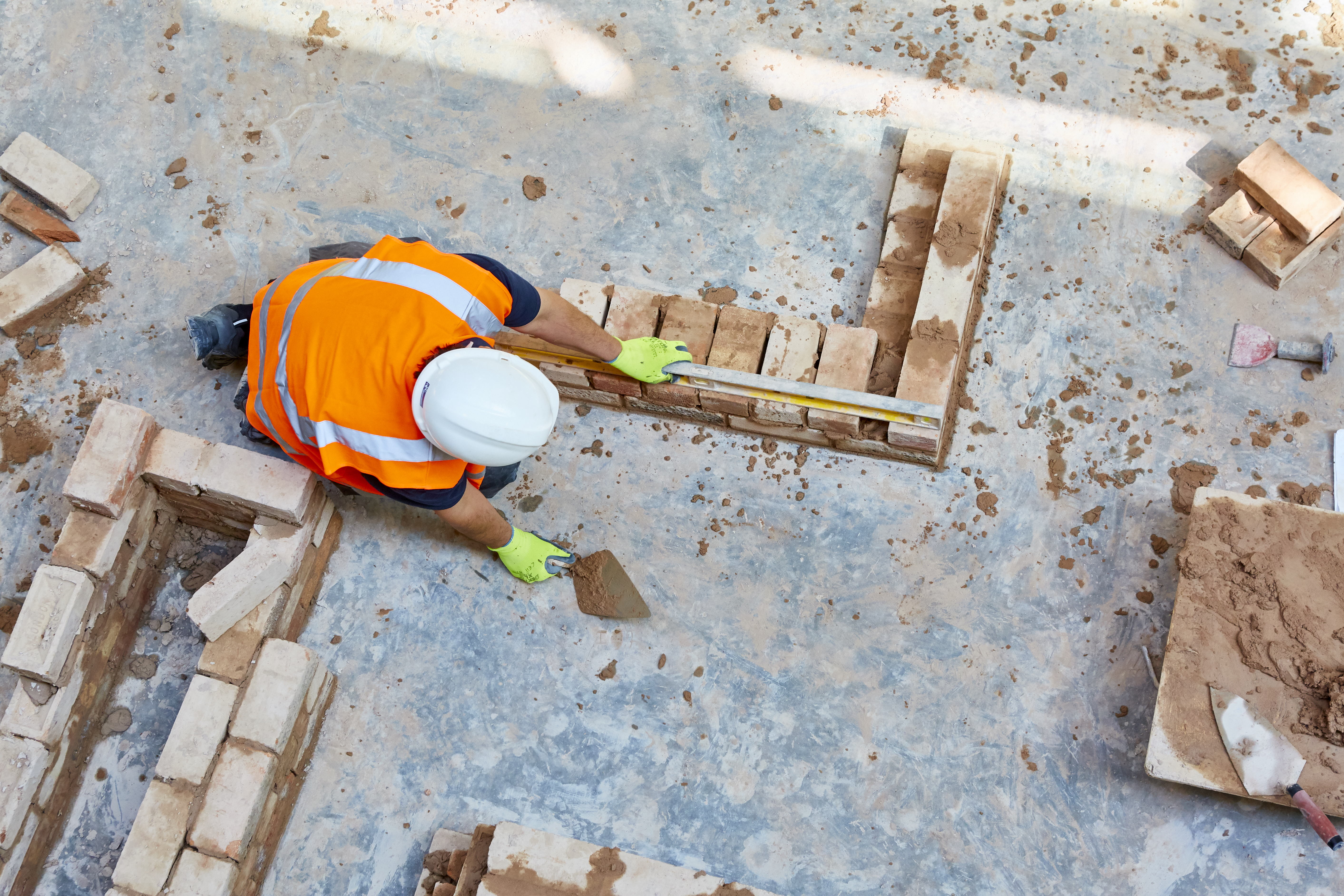 A student works in our Bricklaying workshop at South Bank Campus