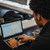 Student works on a laptop