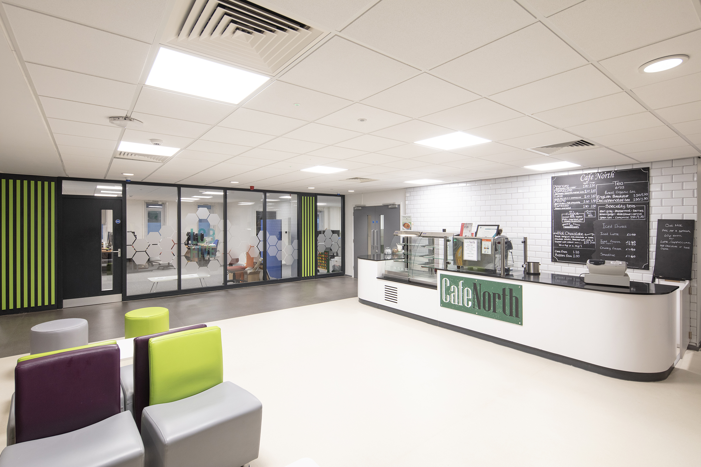 The new Café North area in reception (Photography by John Kees)