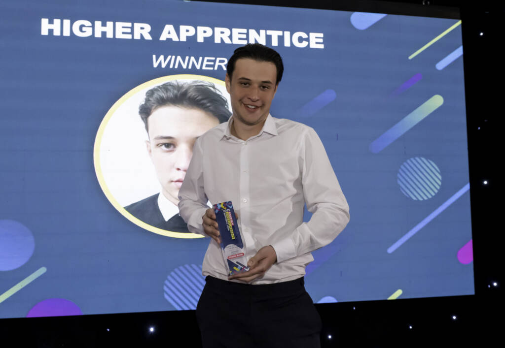 This is a photo of Charlie Brady, winner of the Higher Apprentice of the Year Award at the 2025 West Yorkshire Apprenticeship Awards.
