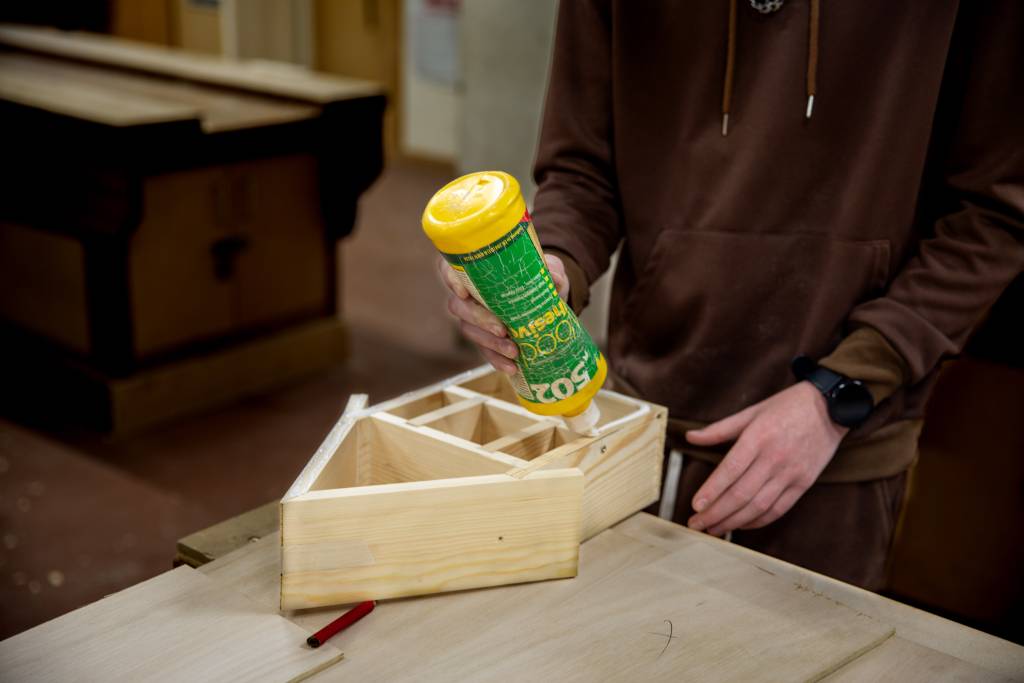 Wooden 'Bug Hotel' being made by LCB student