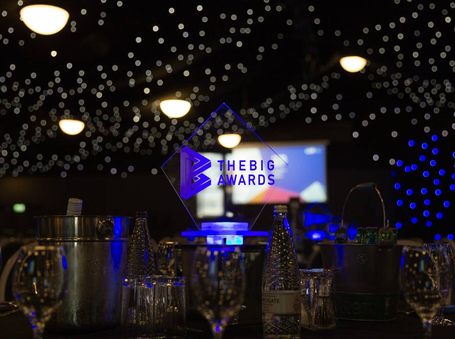 Logo for the BIG Awards on table