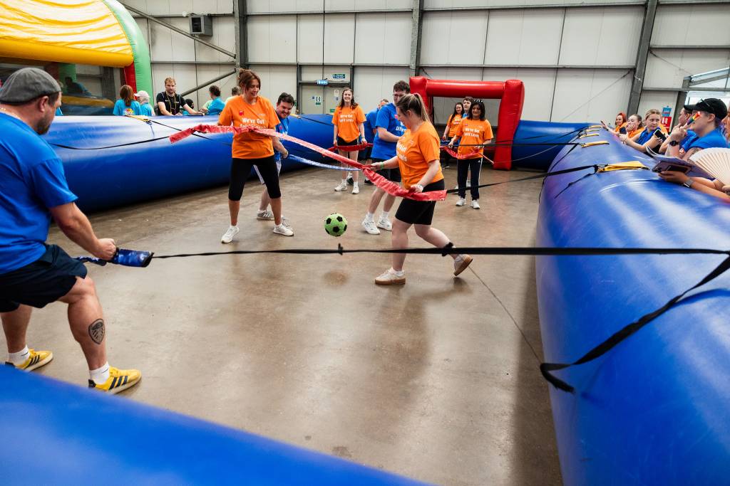 LCB staff playing ‘Human Table Football’.