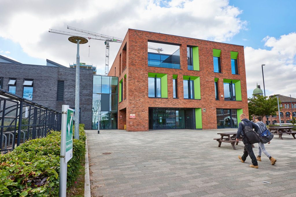 LCB students walking into LCB South Bank Campus.