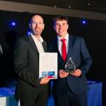 This photo depicts a student receiving their award.