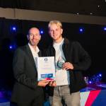 This photo depicts a student receiving their award.