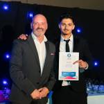 This photo depicts a student receiving their award.