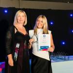 This photo depicts a student receiving their award.