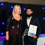 This photo depicts a student receiving their award.
