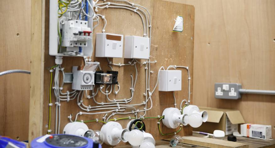 Image of an electrical pay with wiring equipment